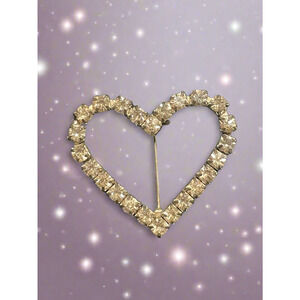 Vintage Rhinestone Heart Shaped Brooch Pin Sparkling Stones 1" Fashion Jewelry